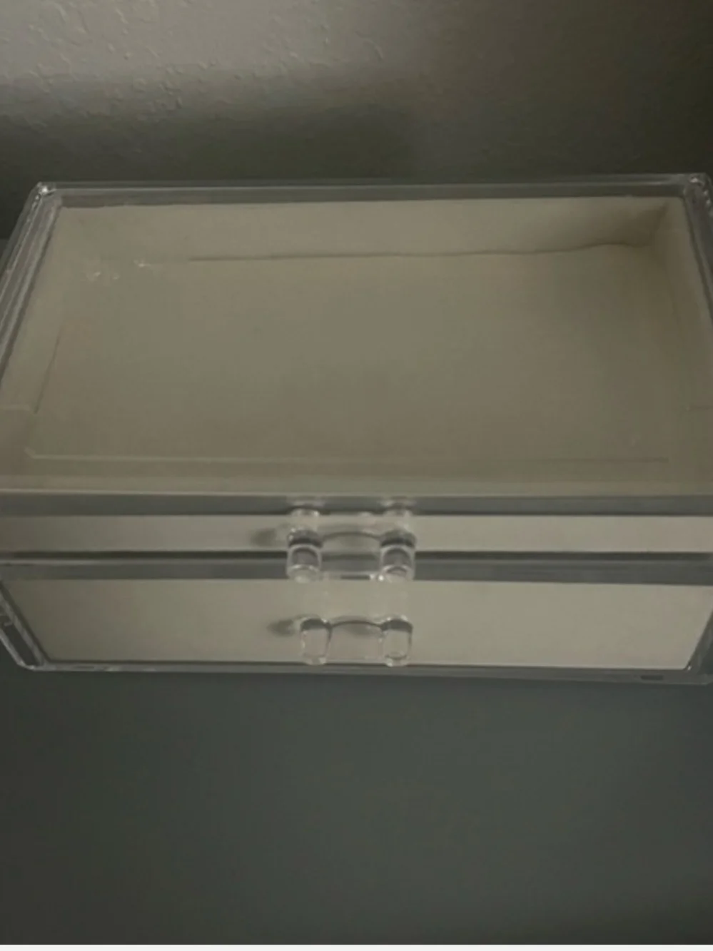 Clear Acrylic Jewelry Box with Beige Velvet Lining